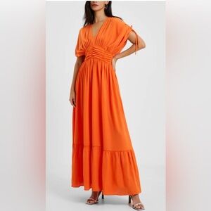 French Connection Women’s Audrey Satin Wedding Formal Dress Mandarin Orange Sz 6